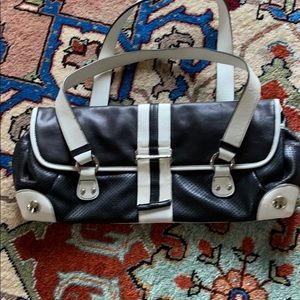 Black and white leather bag